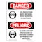 Signmission OSHA Danger, Eye Protection Must Worn Bilingual, 5in X 3.5in Decal, 3.5" W, 5" H, Bilingual Spanish OS-DS-D-35-VS-1224 - alternate 1